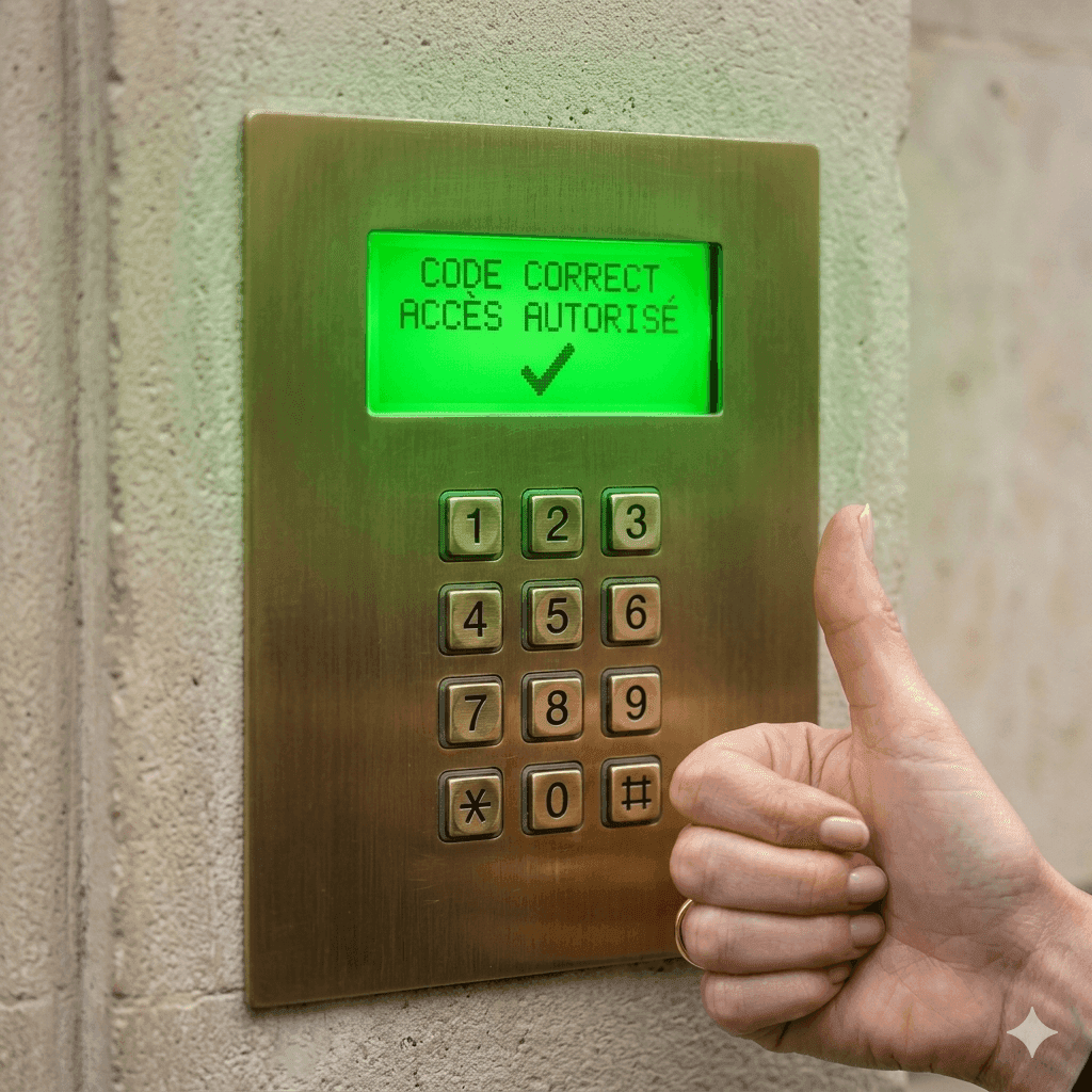 Décrypteur de digicode - code correct, accès autorisé
